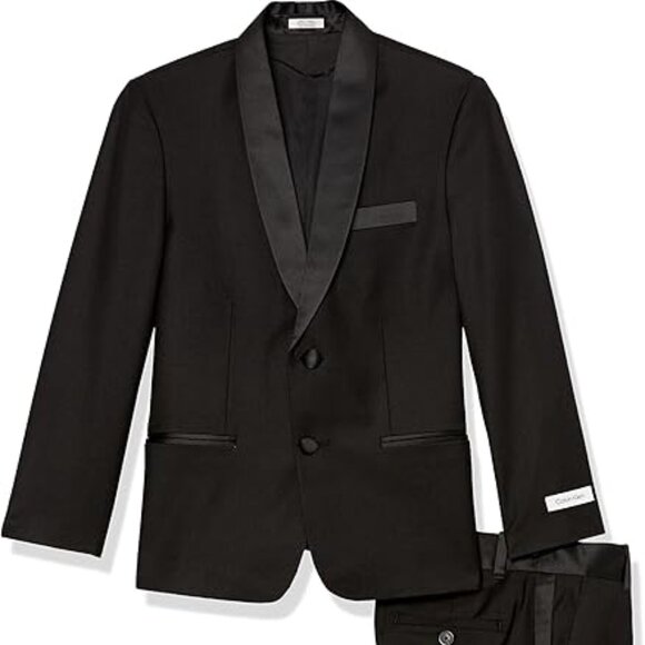 Calvin Klein Boys' 2-Piece Formal Tuxedo Suit Set Black Size 18 - Great Cond - Picture 1 of 14